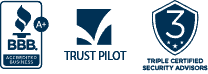 A+ rating from Better Business Bureau, Verified by Trust Pilot, Verifie dby Triple Certified Security Advisors